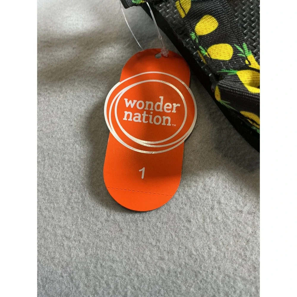 Wonder Nation Kids 1 Black Yellow Pineapple Sport Sandals New